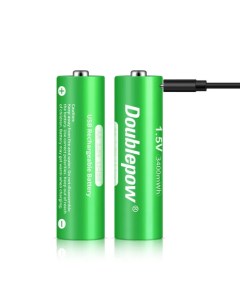 Аккумуляторные батарейки AA 1 5В 3400 mWh со встроенной micro USB зарядкой 2 шт Doublepow