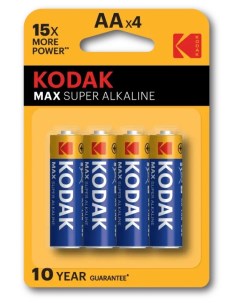 Батарейки AA LR6 4BL MAX SUPER Alkaline по 4шт Kodak