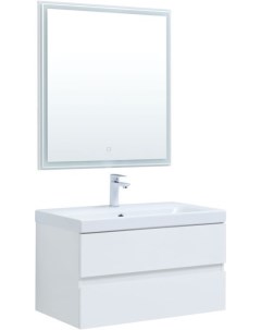 Мебель для ванной Беркли 80 белый глянец 2 ящика Aquanet