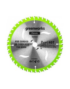 Пильный диск по дереву для циркулярной пилы 184x1 75 1 13x20 мм 40T 2943307 Greenworks