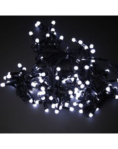 Новогодняя гирлянда штора 240 LED белый матовый чёрный провод 1 5м х 1 5м Merry christmas