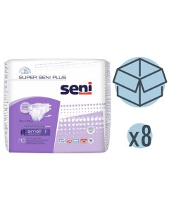 Подгузники для взрослых Super Plus 55 80 см S 10 шт 8 упаковок Seni