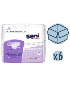 Подгузники для взрослых Super Plus 130 170 см XL 10 шт 6 упаковок Seni