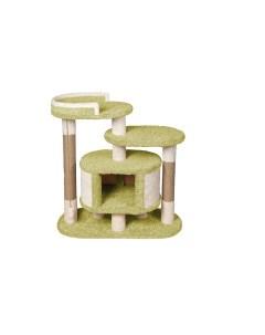Комплекс для кошек Лежанка игровой зелёный ковролин картон 108 см Комфорт хвостиков