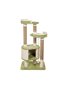 Комплекс для кошек Шустрик с домиком зелёный ковролин картон 133 см Комфорт хвостиков