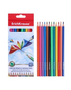 Пластиковые цветные карандаши 12 цветов шестигранные Erich krause