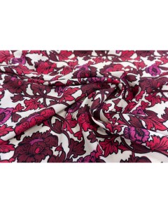 Ткань IF623 вискоза плательная твил коралловые цветы на светло бежевом Unofabric