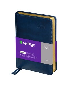 Ежедневник датированный 2024 xGold золотой срез синий А6 Berlingo
