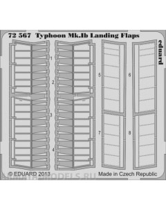 72567 Фототравление Typhoon Mk Ib landing flaps для модели фирмы Airfix Эдуард