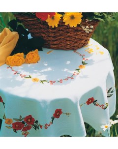 Набор для вышивания скатерть Poppies Tablecloth 80 80см MEZ Венгрия ETW11 Anchor