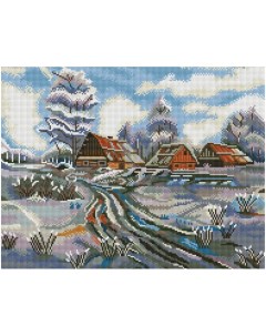 Алмазная мозаика Зима в деревне 40х50 см Три совы