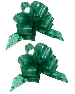 Бант шар МС 3841 подарочный перламутр с тиснением цвет темно зеленый набор 2 штуки Nobrand