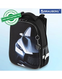 Ранец PREMIUM с брелком Fast car 38х29х16 см 270600 черный Brauberg