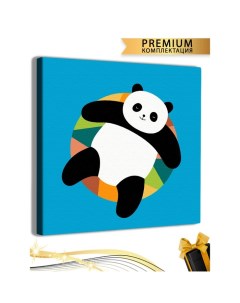 Картина по номерам Панда на цветном круге холст на подрамнике 20x20 см Арт-студия unicorn