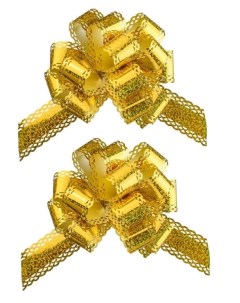 Бант шар МС 3846 подарочный голография с тиснением цвет золотой набор 2 штуки Nobrand