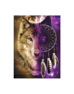 Алмазная мозаика картина стразами Волк ловец снов 40х50 см Nobrand