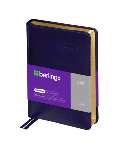 Ежедневник датированный 2024 xGold золотой срез фиолетовый А6 Berlingo