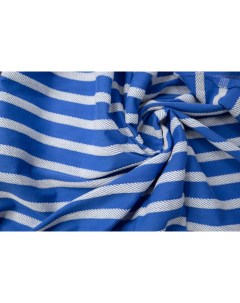 Ткань G22120 трикотаж хлопок фактурный сине белая полоса 1 см Unofabric