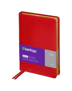 Ежедневник датированный 2024 xGold золотой срез красный А5 Berlingo