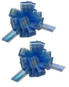 Бант шар МС 3841 подарочный перламутр с тиснением цвет голубой набор 2 штуки Nobrand