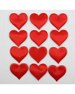 Сердечки декоративные набор 12 шт размер 1 шт 6 5х5 см цвет красный Страна карнавалия