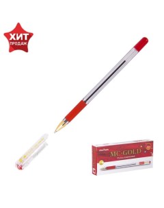 Ручка шариковая MC Gold стержень красный узел 0 5 мм грип 12 шт Nobrand