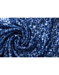 Ткань 3110 пайетки на сетке сине голубые Unofabric