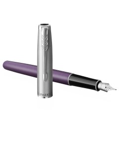 Ручка перьевая Sonnet Sand Blasted Metal Violet Lacquer черная 0 8мм Parker