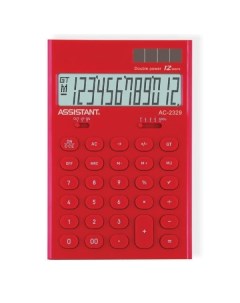 Калькулятор AC 2329Red 12 разрядов двойное питание красный 165х108х26мм Assistant