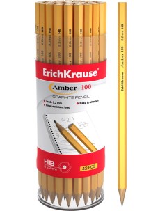 Чернографитный шестигранный карандаш Amber 100 HB в тубусе по 42шт Erich krause