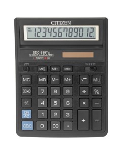 Калькулятор настольный SDC 888TII бухгалтерский 12 разрядов черный Citizen