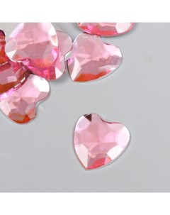 Декор пластик Стразы сердце Светло розовый набор 30 шт 2 5х2 5 см 2шт Арт узор