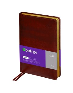 Ежедневник датированный 2024 xGold золотой срез коричневый А5 Berlingo