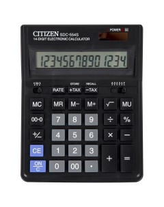 Калькулятор настольный SDC 554S бухгалтерский 14 разрядов черный Citizen
