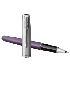 Ручка роллер Sonnet Sand Blasted Metal Violet Lacquer черная 0 5мм Parker