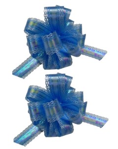 Бант шар МС 3841 подарочный перламутр с тиснением цвет синий набор 2 штуки Nobrand