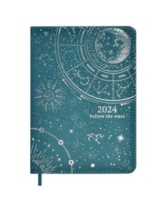 Ежедневник датированный 2024 Астрологический Плонже экстра металлик зеленый А6 Escalada