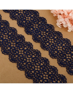 Кружево гипюровое, 65 мм, 6.8±0.5 м, цвет темно-синий Арт узор