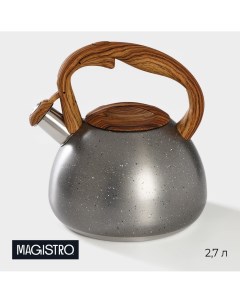 Чайник со свистком из нержавеющей стали stone 2 7 л ручка soft touch индукция цвет серый Magistro