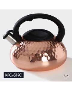 Чайник со свистком из нержавеющей стали glow 3 л индукция ручка soft touch цвет бронзовый Magistro