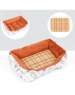 Лежанка для животных ротанговый коврик двухсторонняя подушка 45 х 30 х 15 см Nobrand