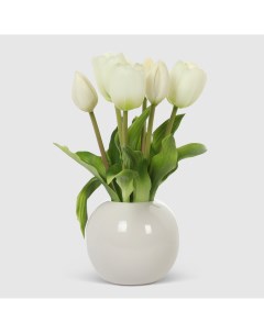 Букет тюльпаны белом кашпо 1014910163 28 см Конэко-о