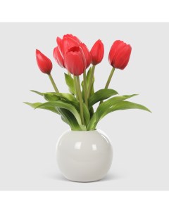 Букет тюльпаны белом кашпо 1014810163 28 см Конэко-о