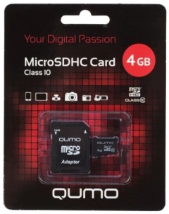 Карта памяти 4GB QM4GMICSDHC10 MicroSDHC Class 10 SD adapter Qumo