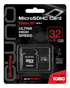 Карта памяти MicroSDHC 32GB QM32GMICSDHC10U1 Class 10 UHS I SD адаптер Qumo