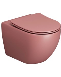 Унитаз подвесной GR 4411PIMS безободковый с сиденьем микролифт розовый матовый Grossman