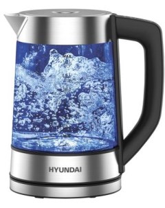 Чайник электрический HYK G7406 2200 Вт серебристый чёрный 1 7 л стекло Hyundai