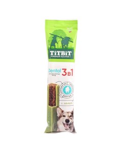 Лакомство для собак Dental для крупных пород 3в1 с мятой 95г Titbit