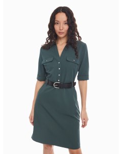 Платье рубашка длины мини с коротким рукавом и ремнём Zolla
