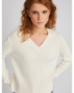 Пуловер фактурной вязки с треугольным вырезом Zolla